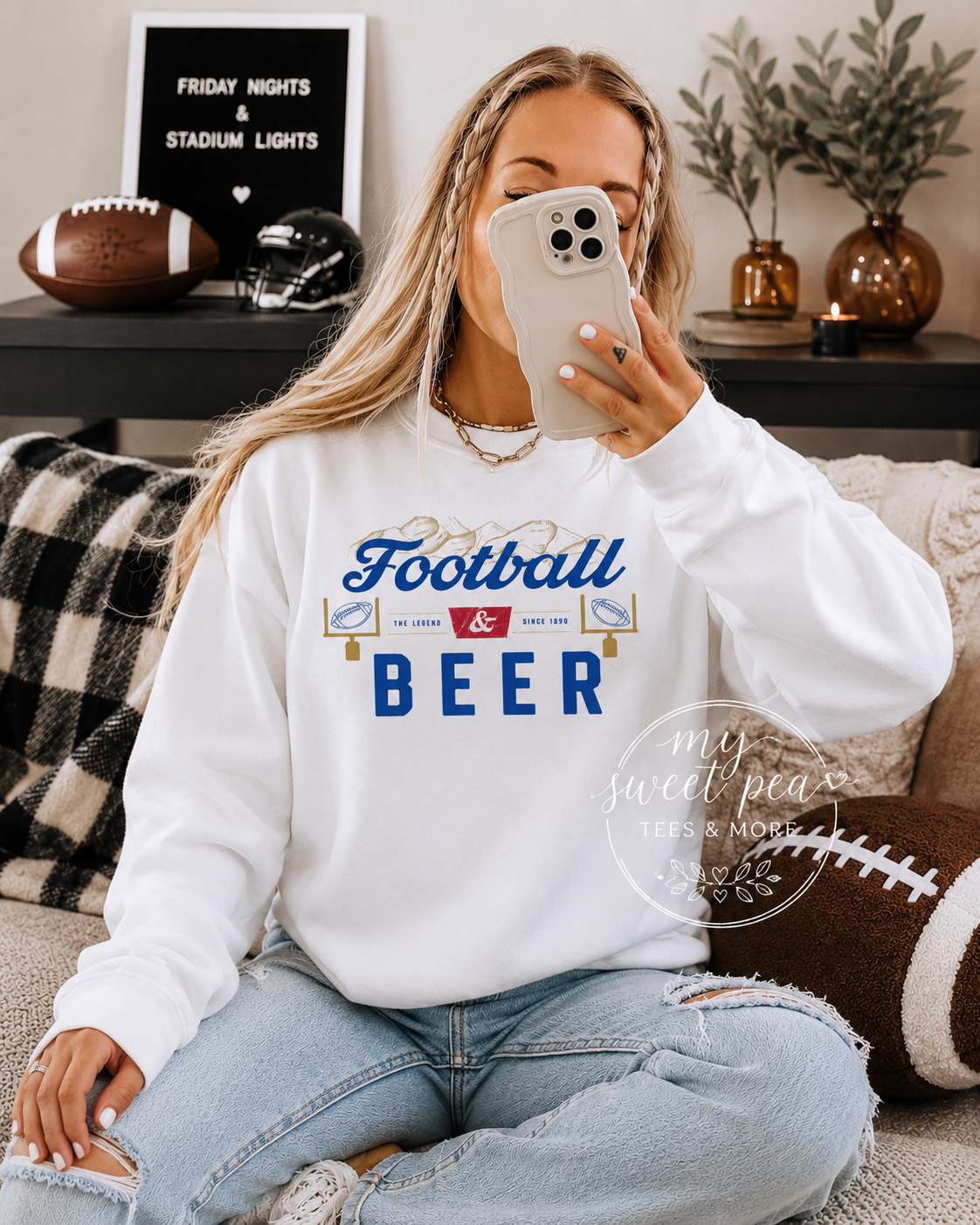 Football & Beer Crewneck Sweatshirt